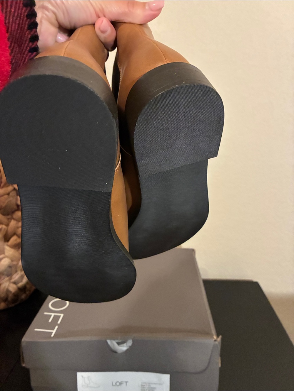 LOFT Tan Chelsea Booties with Dark Elastic Panels - Picture 5 of 6